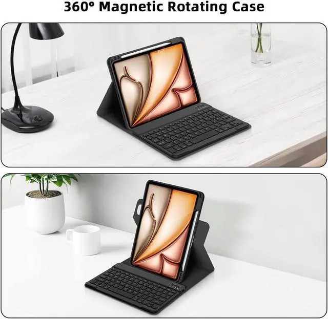 Alt view image 5 of 5 - GOOJODOQ Keyboard Case for iPad Air 11 inch 2024 M2 & iPad Pro 11" 4/3/2/1,iPad Air 5th/4th 10.9" Case with Keyboard,360 Rotating Case and Magnetic Detachable Keyboard Portrait/Landscape Modes-Black