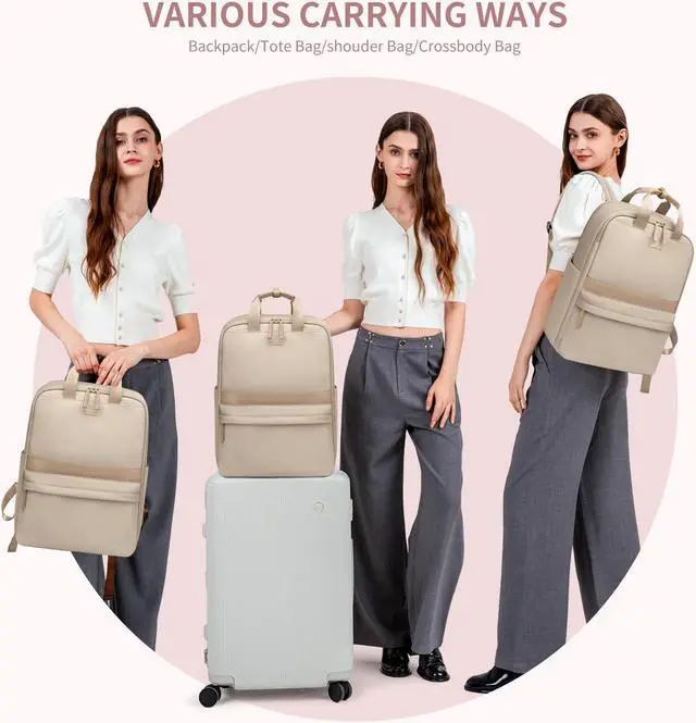 Alt view image 2 of 5 - GOLF QUALITY Laptop Backpack for Women Carry On Backpack Travel Backpack with Laptop Compartment for Work Travel Business Fit 16 Inch Notebook, Apricot