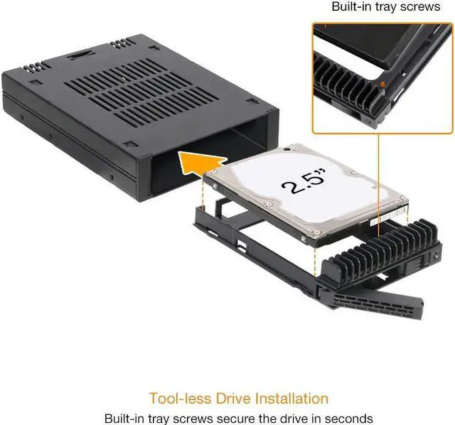 Alt view image 4 of 5 - ICY DOCK 1 Bay 2.5 SAS/SATA HDD/SSD Tool-Less Enclosure for External 3.5" Bay | ExpressCage MB741SP-B