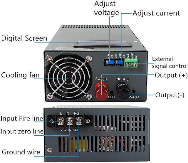 Alt view image 2 of 4 - 1500W AC-DC Converter Digital Display Current Voltage Adjustable Switch Regulated Power Supply DC 0-48V 0-31A for Computer Project, LED Strip Lights, 3D Printer