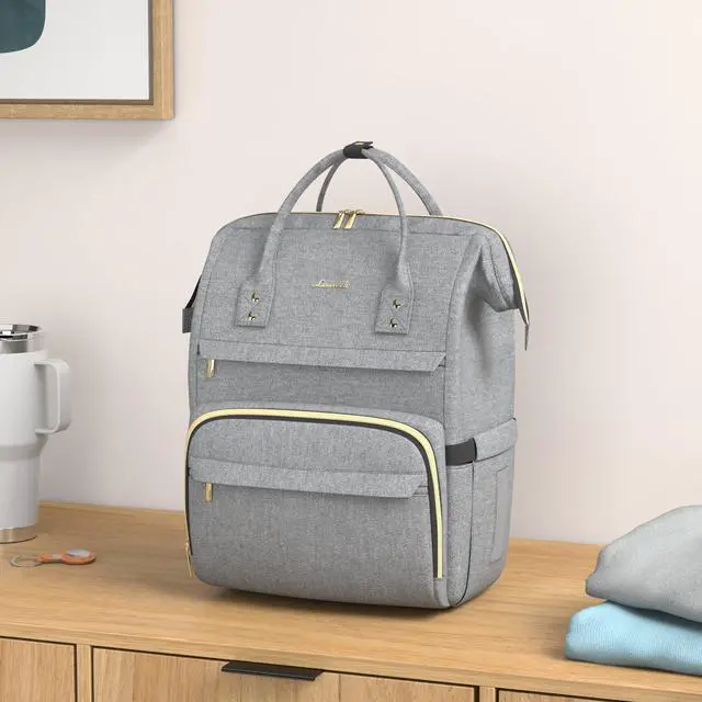 Alt view image 2 of 5 - LOVEVOOK Laptop Backpack for Women,15.6 Inch Professional Womens Travel Backpack Purse Computer Laptop Bag Nurse Teacher Backpack,Waterproof College Work Bags Carry on Back Pack with USB Port,Grey