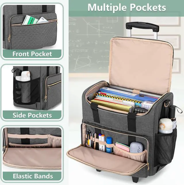 Alt view image 2 of 5 - LUXJA Rolling Teacher Bag with Large Capacity Craft Bag