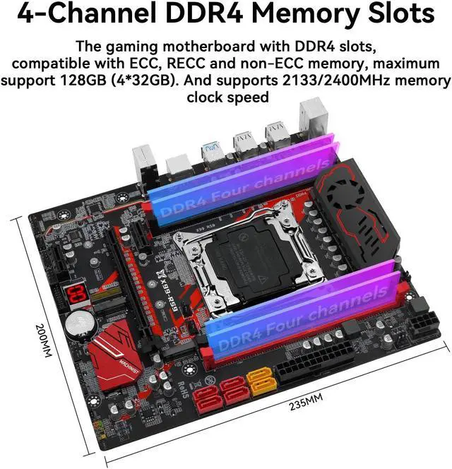 Alt view image 3 of 5 - MACHINIST X99 RS9 Server Motherboard LGA 2011-V3 Motherboard for Intel Xeon E5 V3/V4 and Core i7 5th/6th gen Series Processors, DDR4 Max 128GB, SATA 6Gbps, Gigabit LAN, NVME M.2, WiFi M.2, SATA 6Gbps