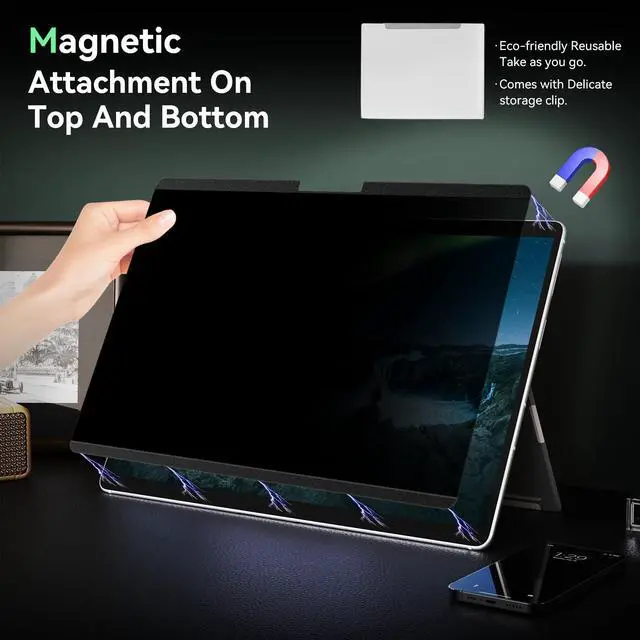 Alt view image 3 of 5 - Magnetic Privacy Screen Protector for Surface Pro 11/10/9/8/X -13 Inch Anti Glare Filter, Anti Blue Light Film, Removable Shield Microsoft Surface Pro 9 Accessories, Matte Bubble Free Guard