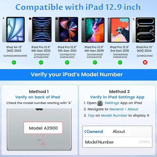 Alt view image 2 of 5 - OPAKIT Magnetic Keyboard Case for iPad Pro 12.9-inch (6th, 5th, 4th, 3rd Generation) - 360 Rotatable Detachable - Wireless Keyboard Case for iPad 2018, 2020, 2021, 2022 (Teal)