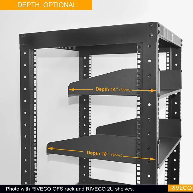 Alt view image 4 of 5 - RIVECO 2 PCS 2U Rack Shelves 14 Inch Depth, Rack Mount Vented Cantilevers for Server 19" Server Racks & Network Cabinets Black