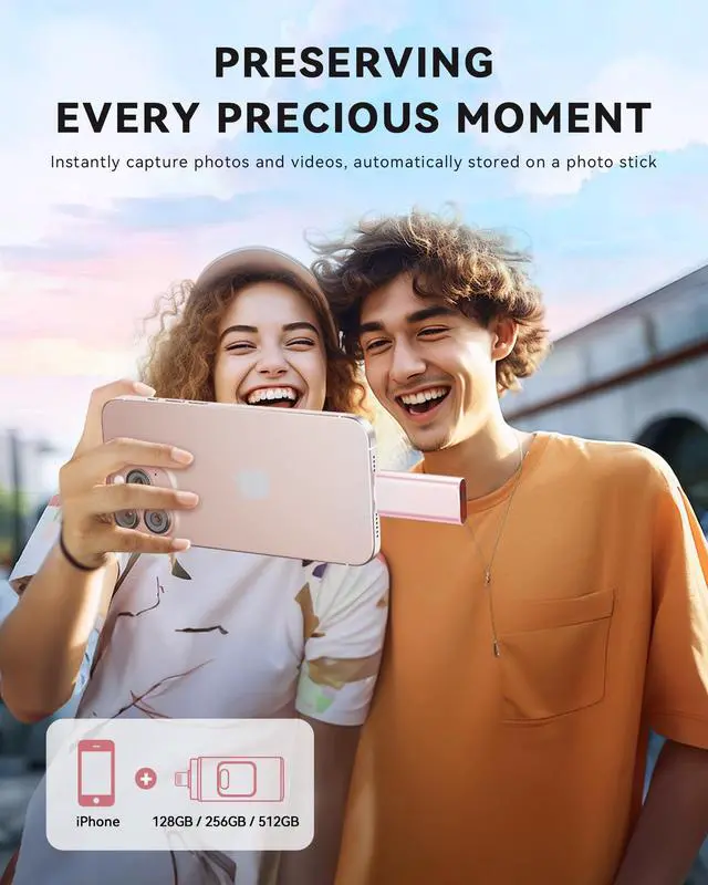 Alt view image 3 of 5 - Apple MFi Certified 256GB Flash Drive for iPhone Thumb Drive Photo Stick, USB Memory Stick iPhone Flash Drive for Photos Videos, High Speed Jump Drive Compatible for iPhone/iPad/Android/PC (Pink)