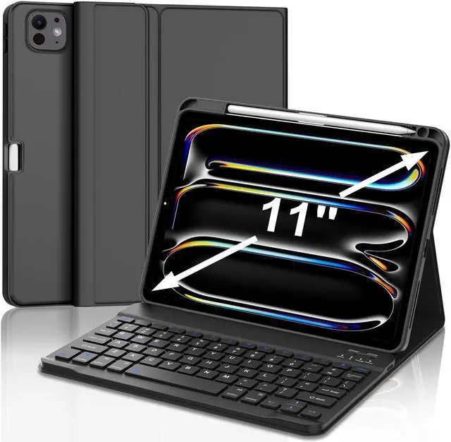 Main image of iPad Pro 11 inch Case 2024 Keyboard - Detachable Keyboard Case for iPad Pro 11'' M4 - Smart Folio Case for iPad 11 Keyboard with Pencil Holder - Auto Wake/Sleep Pro 11-inch Keyboard Case - Black