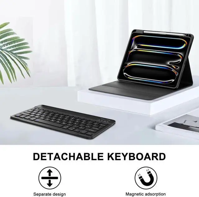 Alt view image 4 of 5 - iPad Pro 11 inch Case 2024 Keyboard - Detachable Keyboard Case for iPad Pro 11'' M4 - Smart Folio Case for iPad 11 Keyboard with Pencil Holder - Auto Wake/Sleep Pro 11-inch Keyboard Case - Black