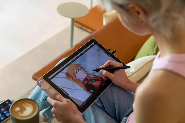 Alt view image 2 of 5 - 2024 HUION Kamvas 13 (Gen 3) Drawing Tablet with Screen, 13.3" Full-laminated Art Tablet with Anti-sparkle Canvas Glass, 99% sRGB, PenTech 4.0, 16384 Pen Pressure, Dual Dial for PC, Mac, Android, Pink