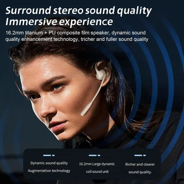 Alt view image 4 of 5 - LHYTHY Bone Conduction Earphones with Noise Cancelling Boom Microphone, Open Wireless Bluetooth 5.3 Computer Headset for Driving, Sports, Running, Teleconferencing, Cycling
