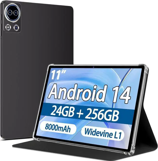 Main image of SKYEGG Tablet 11 inch Android 14 Tablets, 24GB+256GB+1TB Expand, Widevine L1 Compatible 8-Core Tablet PC with 5G WiFi, 8000mAh Big Battery, 13MP Camera, 11'' IPS HD Touchscreen, Face ID, GPS(Grey)