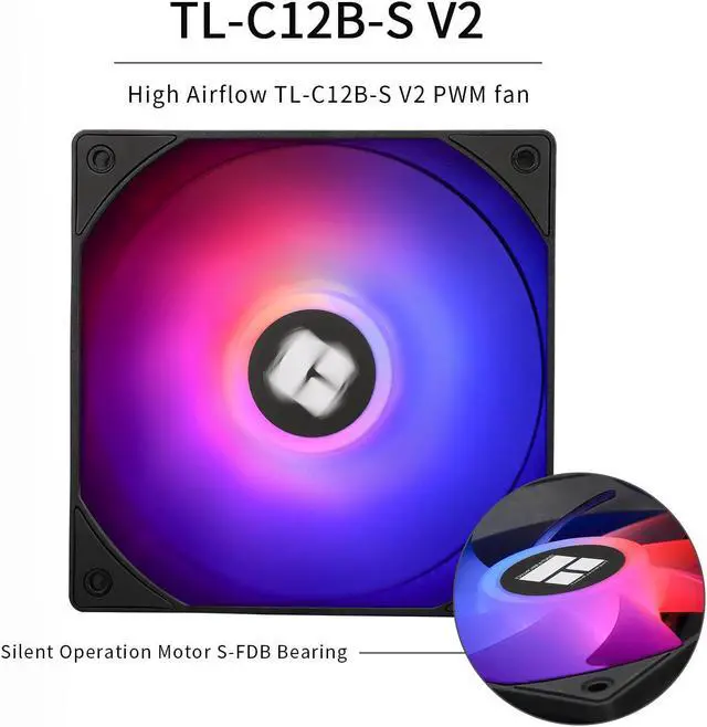 Alt view image 2 of 5 - Thermalrlght Aqua Elite 120 V3 Liquid CPU Cooler, AIO Pump Head Speed up to 3300RPM, TL-C12B-S V2 PWM Fans,for AMD/AM4/AM5, Intel LGA1150/1151/1200/2011/1700, Computer CPU Aio Cooler