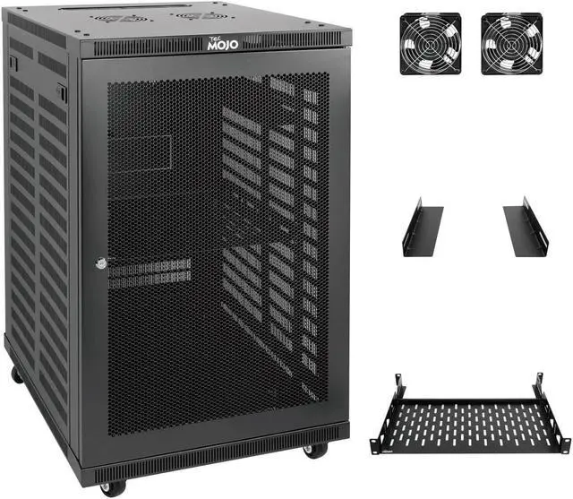 Main image of Tecmojo 18U Wall Mount Rack,18U Rack 17.7 Inch Depth,Hold Up to 176 Lbs,Server Rack with Casters,Enclosed Wall Mount Rack Kit for 19 Inch Network,Server and AV Gear,Mesh Door(Elite Collection)