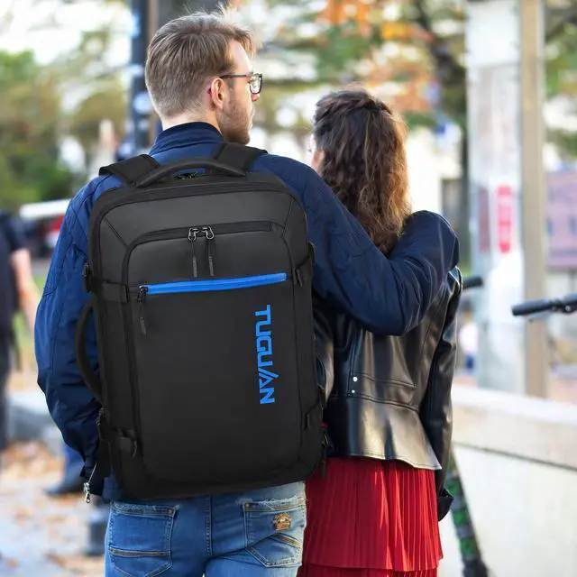 Alt view image 2 of 5 - TUGUAN Travel Laptop Backpack 40L Large Computer Backpack with USB Charging Port 17 Inch Business Backpack for Men Work Expandable Travel Backpacks College Daypack for Men, Black