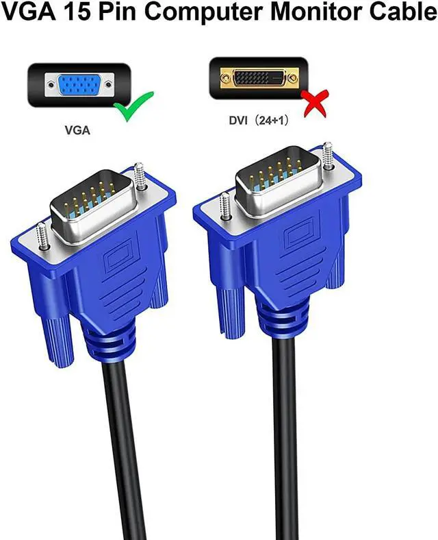 Alt view image 2 of 5 - VGA 10-Pack, 3FT VGA Monitor Cable, Male to Male Cord - 1080P Full HD High Resolution for Monitor, TV, Computer, Projector - Blue