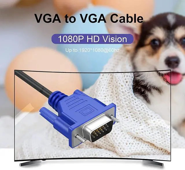 Alt view image 3 of 5 - VGA 10-Pack, 3FT VGA Monitor Cable, Male to Male Cord - 1080P Full HD High Resolution for Monitor, TV, Computer, Projector - Blue