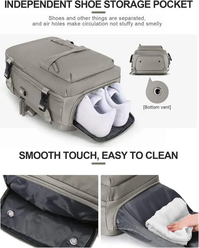 Alt view image 5 of 5 - VGCUB Large Travel Backpack Bag for Women Men,Carry on Backpack,17 Inch Laptop Business Work Waterproof Backpack with Laptop Compartment,Person Item Flight Approved,Mochila de Viaje,Large Brown