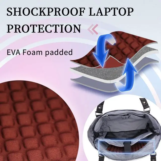 Alt view image 3 of 5 - Laptop Tote Bag for Women, 15.6 Inch Computer Shoulder Bag Teacher Work Bag Travel Purse with Small Pouch VONXURY