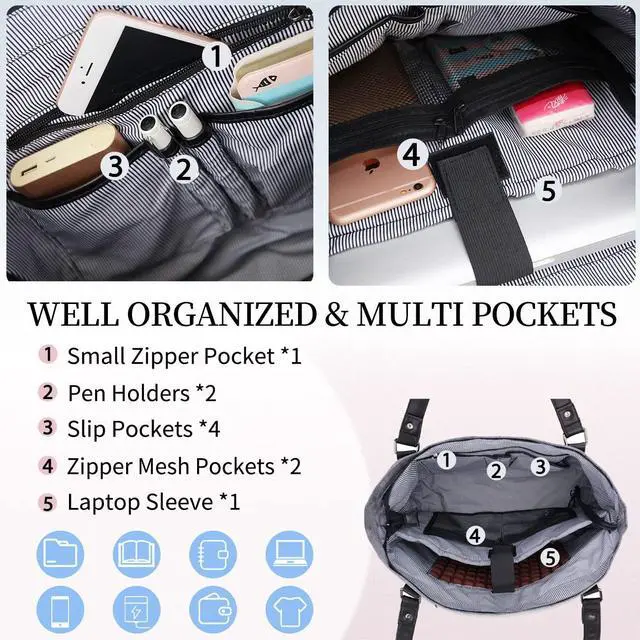 Alt view image 4 of 5 - Laptop Tote Bag for Women, 15.6 Inch Computer Shoulder Bag Teacher Work Bag Travel Purse with Small Pouch VONXURY