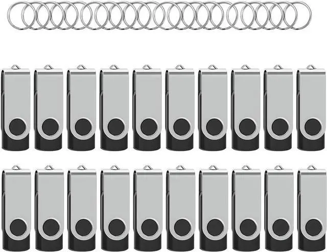 Main image of USB Flash Drives 8GB 20 Pack, Wooolken USB 2.0 Thumb Drives with Keychains Memory Stick USB Drive Pendrive for PC Laptop Computer (Black)