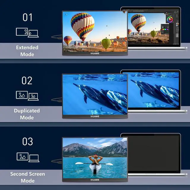 Alt view image 4 of 5 - WUAWE Portable Monitor 16" 1200P IPS Travel Monitor for Laptop with Built-in Stand,USB-C HDMI,100% sRGB HDR Freesync Display,Plug&Play for PC PS5 Switch (Red)
