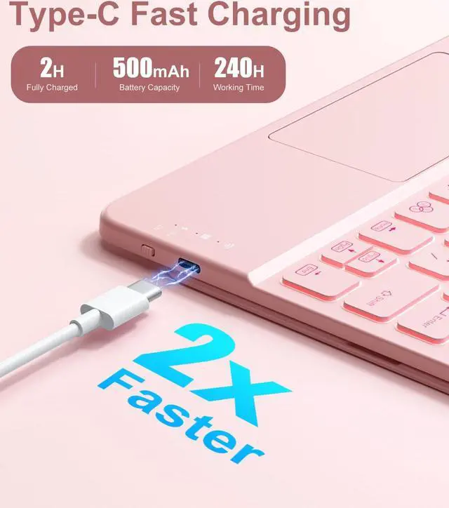 Alt view image 3 of 5 - Hamile for iPad Pro 11-inch Case with Keyboard (M4) - Magnetic Wireless Keyboard with Multi-Touch Trackpad, 7 Colors, Backlit, Stain Proof Folio Cover for iPad Pro 11 Inch 2024 - Light Pink