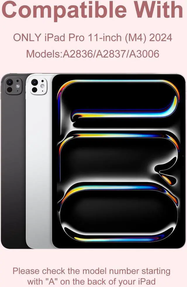 Alt view image 2 of 5 - Hamile for iPad Pro 11-inch Case with Keyboard (M4) - Magnetic Wireless Keyboard with Multi-Touch Trackpad, 7 Colors, Backlit, Stain Proof Folio Cover for iPad Pro 11 Inch 2024 - Light Pink