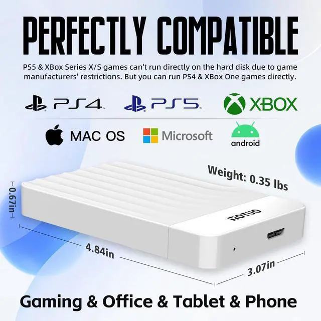 Alt view image 3 of 5 - YOTUO External Hard Drive 1TB, USB 3.0 and Type-C Portable HDD External Expansion Storage for PC, Mac, Desktop, Laptop Office Devices, for PS4, PS5, Xbox One, Xbox 360, Xbox Series X/S Gaming Devices