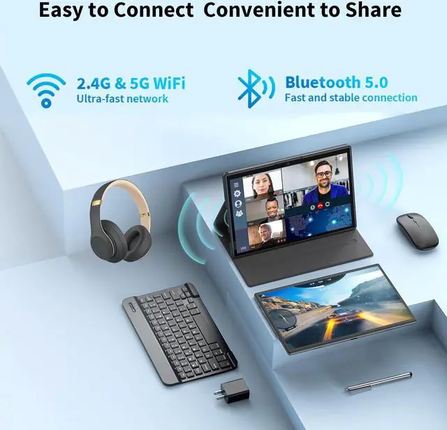 Alt view image 5 of 5 - YLEEBG Android Tablet with Keyboard,10 inch Android 14 Tablet, 12GB RAM 128GB ROM, 1TB Expand, 8000mAh, 2.4G/5G WiFi, Bluetooth, GMS Certified, 2 in 1 Tablet with Mouse, Case, Stylus Tablet PC(Black)