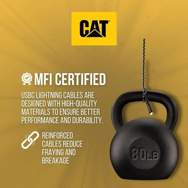 Alt view image 2 of 5 - CAT MFI Apple Certified Lightning Cable - 10 Ft iPhone USB C to Lightning Cable Fast Charging Charge Plus Sync Charger Cord for Cell Phone Type C Cable
