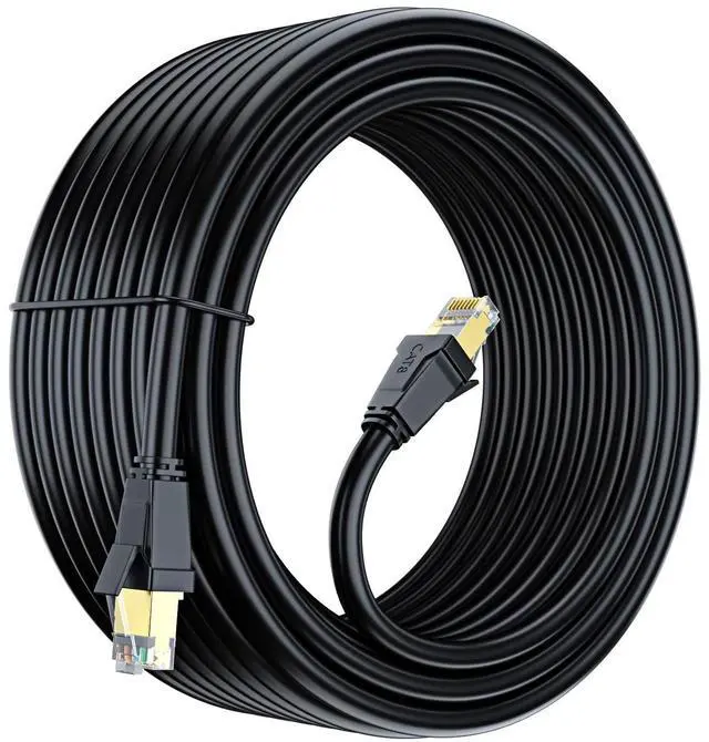 Main image of Cat 8 Ethernet Cable 100 ft, Ethernet Cable with Gold-Plated RJ45 Connector, Cat 8 Network Cable, LAN Internet Cable for Modems, Routers, Network Switch, High Speed Ethernet Cable (Black)