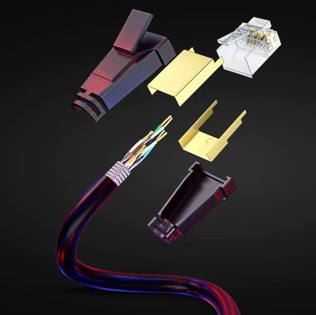 Alt view image 2 of 5 - Cat 8 Ethernet Cable 100 ft, Ethernet Cable with Gold-Plated RJ45 Connector, Cat 8 Network Cable, LAN Internet Cable for Modems, Routers, Network Switch, High Speed Ethernet Cable (Black)