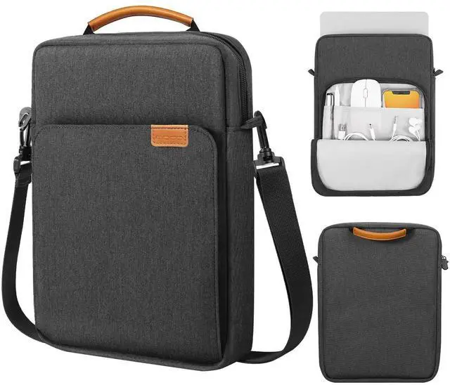 Main image of MoKo 13.3-14 Inch Laptop Sleeve Bag Fits MacBook Pro M3/M2 14" 2023, MacBook Pro 13" M2, New MacBook Air 13.6" M3/M2 2024/2022,Tab S8 Ultra 14.6",Handle Carrying Case with Shoulder Strap, Black & Gray