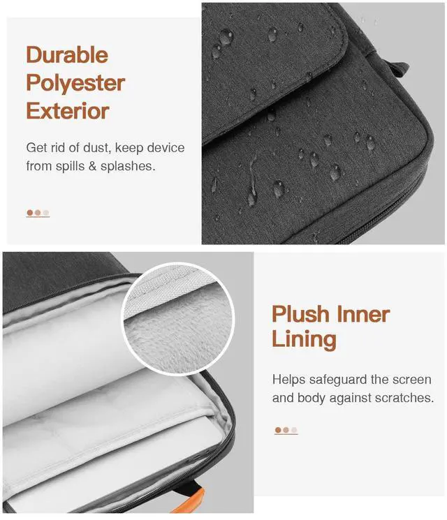 Alt view image 3 of 5 - MoKo 13.3-14 Inch Laptop Sleeve Bag Fits MacBook Pro M3/M2 14" 2023, MacBook Pro 13" M2, New MacBook Air 13.6" M3/M2 2024/2022,Tab S8 Ultra 14.6",Handle Carrying Case with Shoulder Strap, Black & Gray