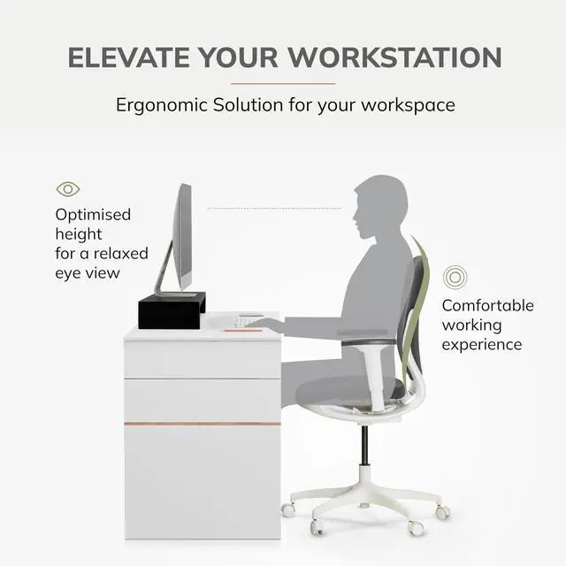 Alt view image 3 of 5 - Anji Mountain Wooden Monitor Stand - Elegant Monitor Riser, Perfect Monitor Stand for Desk Organization, Durable Wood Construction monitor stands, Enhances Ergonomics and Workspace Efficiency,Black
