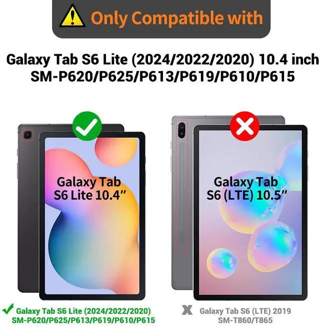 Alt view image 2 of 5 - Timecity Case for Samsung Galaxy Tab S6 Lite 10.4" 2024/2022/2020 (SM-P620/ P625/ P610/ P615), with Built-in Screen Protector&360 Degree Swivel Stand&Hand Strap&Shoulder Strap, Black+Dark Blue