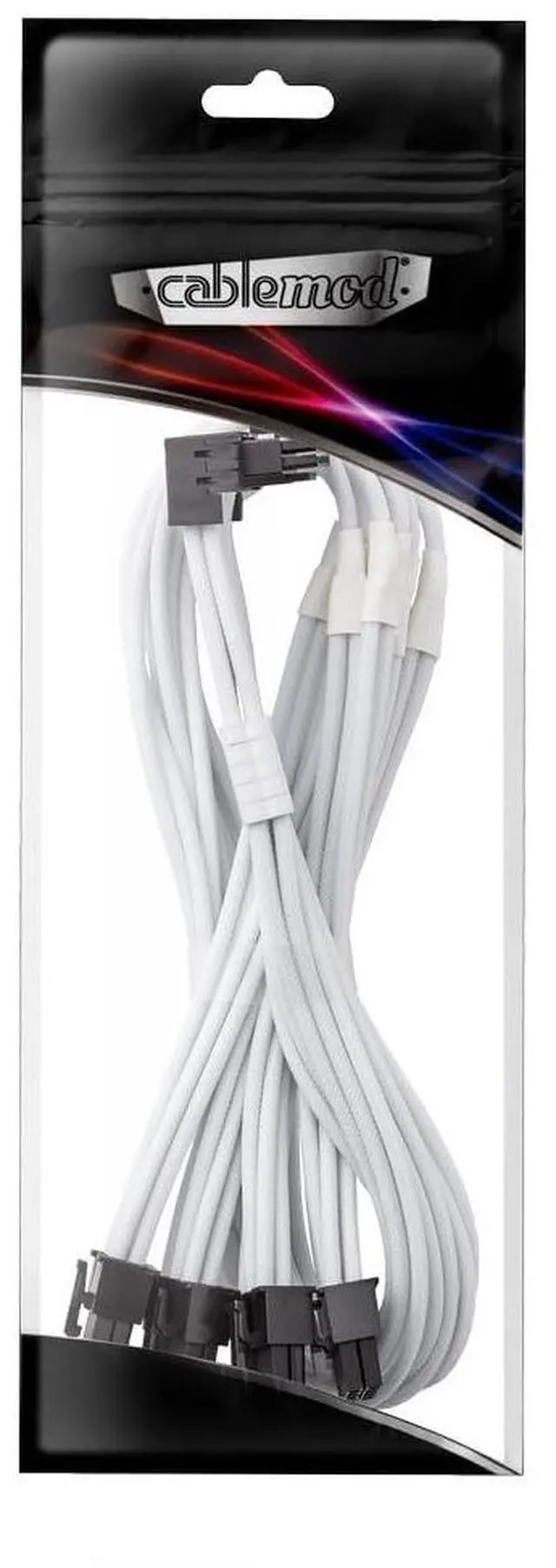 Alt view image 3 of 3 - CableMod C-Series Pro ModMesh Sleeved 12VHPWR 90° StealthSense PCI-e Cable for Corsair - Variant A (White, 16-pin to Quad 8-pin, 60cm)
