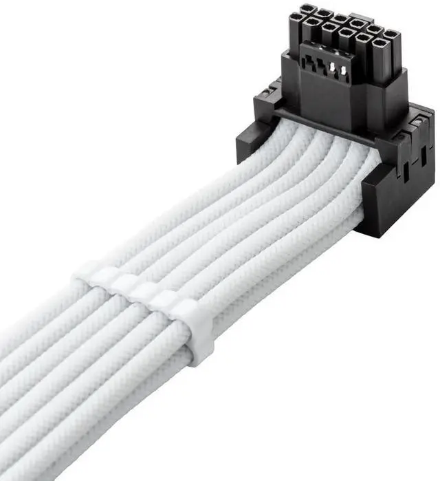 Alt view image 2 of 3 - CableMod C-Series Pro ModMesh Sleeved 12VHPWR 90° StealthSense PCI-e Cable for Corsair - Variant A (White, 16-pin to Quad 8-pin, 60cm)