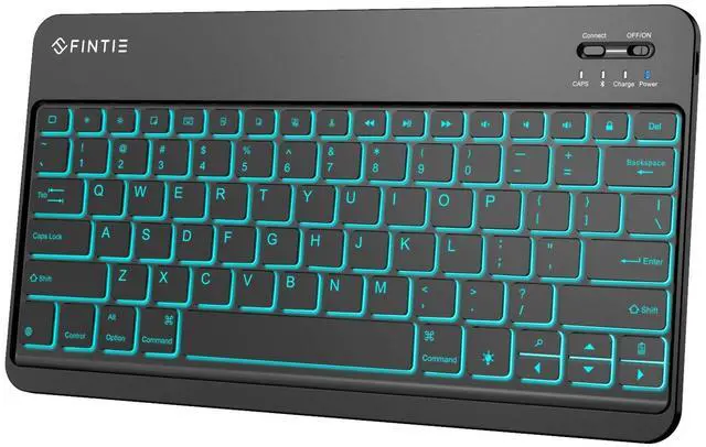 Main image of Fintie 11-Inch Ultrathin Wireless Bluetooth Keyboard - [7 Color Backlit] Ultra-Slim Portable for iPad Samsung Tablet, iPhone Smartphone, iOS, Android Tablets Phone, Black