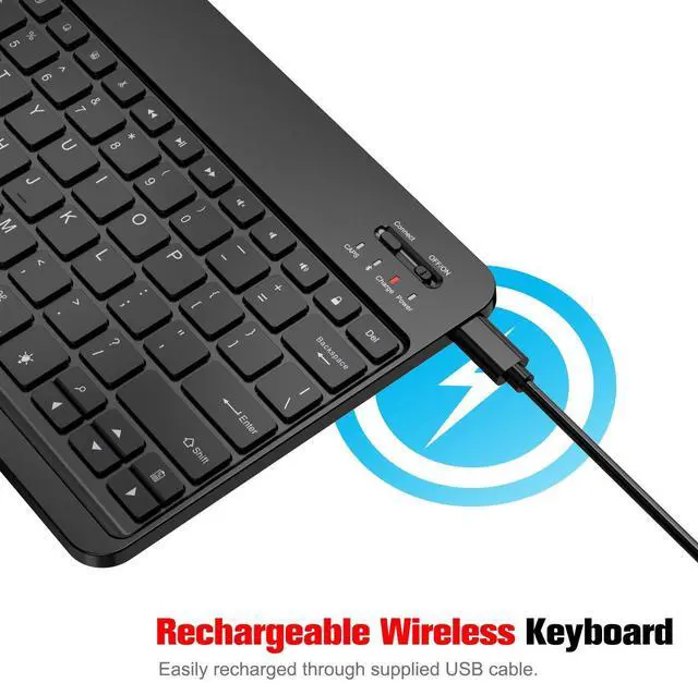 Alt view image 5 of 5 - Fintie 11-Inch Ultrathin Wireless Bluetooth Keyboard - [7 Color Backlit] Ultra-Slim Portable for iPad Samsung Tablet, iPhone Smartphone, iOS, Android Tablets Phone, Black