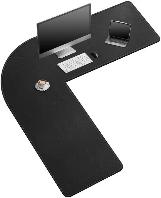 Main image of ZORESYN 63" L-Shaped Gaming Desk Mat Mouse pad, Computer Corner Desk Pad, Home Office Writing Desk Pad Protector, Large Waterproof PU Leather Corner Mousepad - Black, (157+160) x50cm