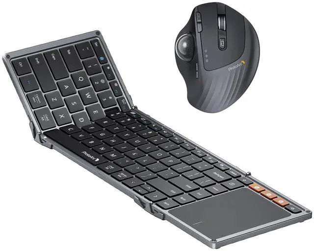 Main image of ProtoArc EM01 NL Wireless Trackball Mouse with XK01 TP Folding Keyboard