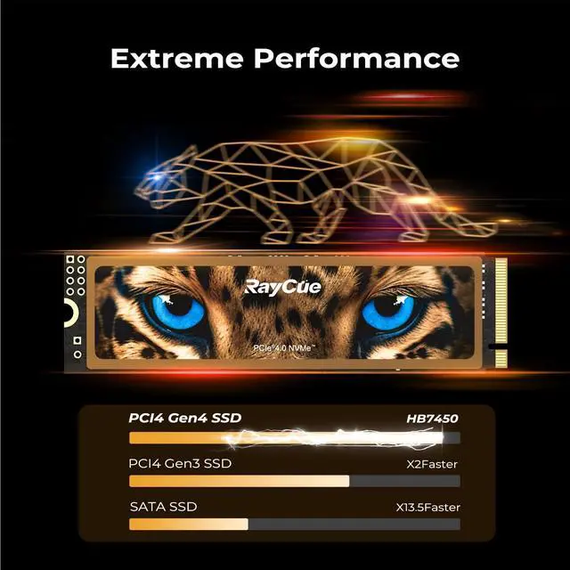 Alt view image 3 of 5 - RayCue 4TB NVMe M.2 SSD for PS5 with Heatsink, Up to 7450MB/s, PCIe 4.0 M.2 2280 Gaming SSD, Suitable for PlayStation 5 Memory Expansion, Game Enthusiasts, IT Professionals