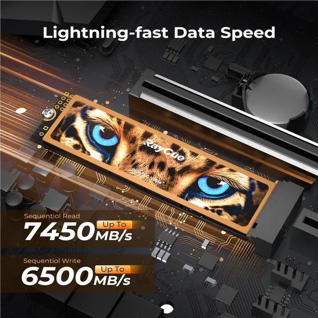 Alt view image 2 of 5 - RayCue 4TB NVMe M.2 SSD for PS5 with Heatsink, Up to 7450MB/s, PCIe 4.0 M.2 2280 Gaming SSD, Suitable for PlayStation 5 Memory Expansion, Game Enthusiasts, IT Professionals