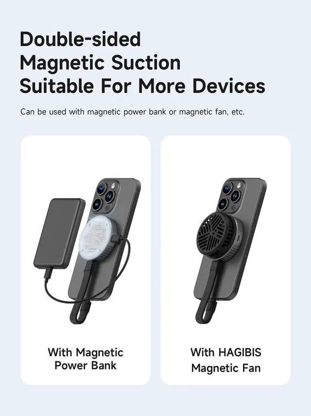 Alt view image 3 of 5 - Hagibis Magnetic M.2 2230 NVMe SSD Enclosure with Magsafe for iPhone 16 15 Pro Max ProRes, USB C 3.2 Gen2 10Gbps to NVMe Adapter, Aluminum External SSD Case for MacBook, iPad Pro, Android (MC100 Lite)