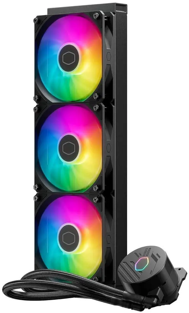 Main image of Cooler Master MasterLiquid 360L Core ARGB CPU Liquid Cooler - Dual Chamber Gen S Pump, Superior Radiator and 120 mm ARGB Fans, LGA 1700 and AM5 Brackets - Black
