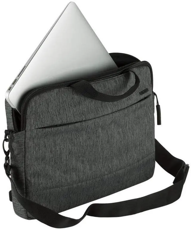Alt view image 2 of 5 - Incase City Brief Messenger Bag for 16 inch Laptops and Tablets - Plush Fleece Lined Laptop Compartment, Quick Access Pocket for Accessories, Adjustable Shoulder Strap - Heather Black/Gunmetal Grey