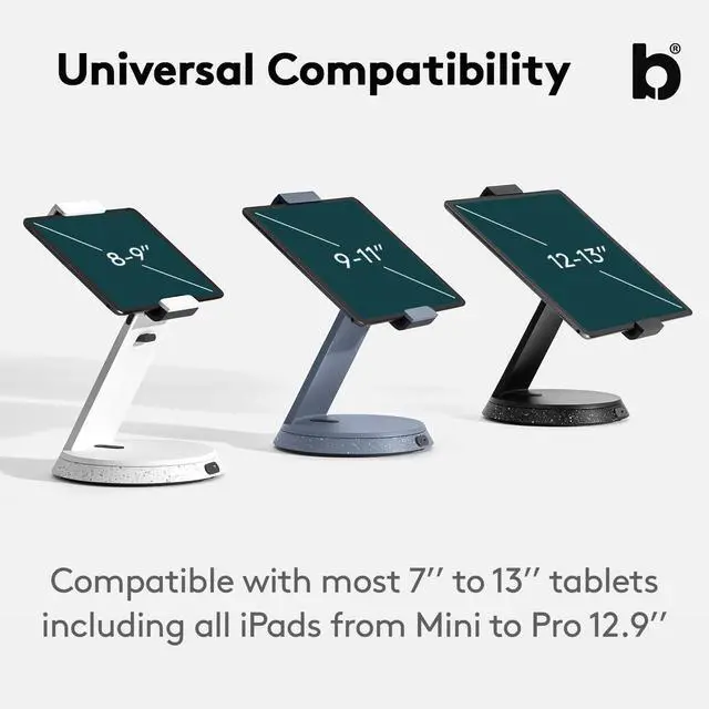 Alt view image 2 of 5 - Bouncepad Eddy Tablet & iPad POS Stand | iPad Stand for Business | Compatible with Most 7-13" Tablets | Strong Aluminium iPad Kiosk Stand | iPad Table Mount Tablet Kiosk | iPad Register Stand | Black