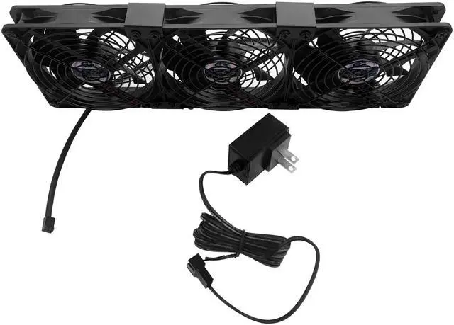 Alt view image 2 of 4 - Coolerguys Pre-Assembled Triple 120mm Fan Cooling Kit with US Outlet Power Adapter